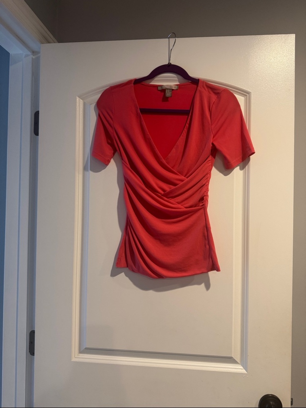 Forever 21 Coral Wrap-Style Short Sleeve Top